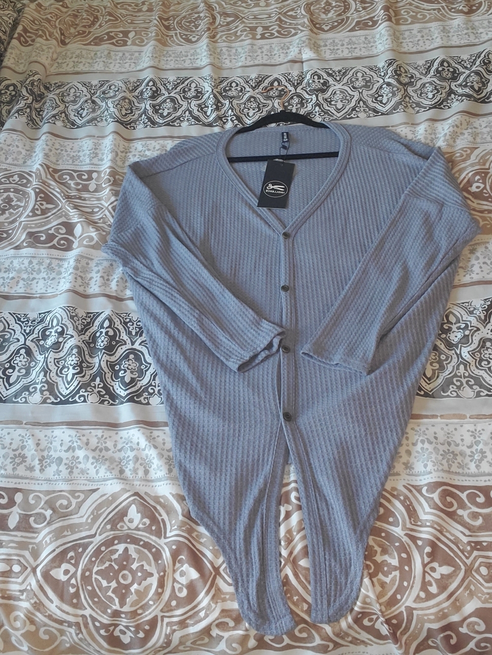 Lavender Women's Button-Front Waffle Knit Sweater